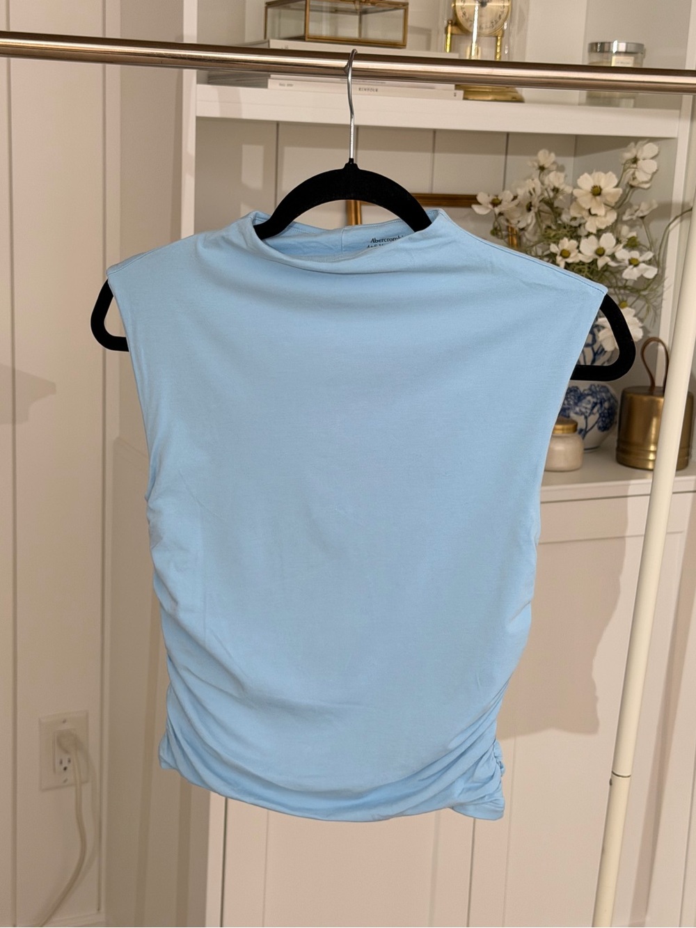 Abercrombie & Fitch Light Blue Sleeveless Ruched Tank
